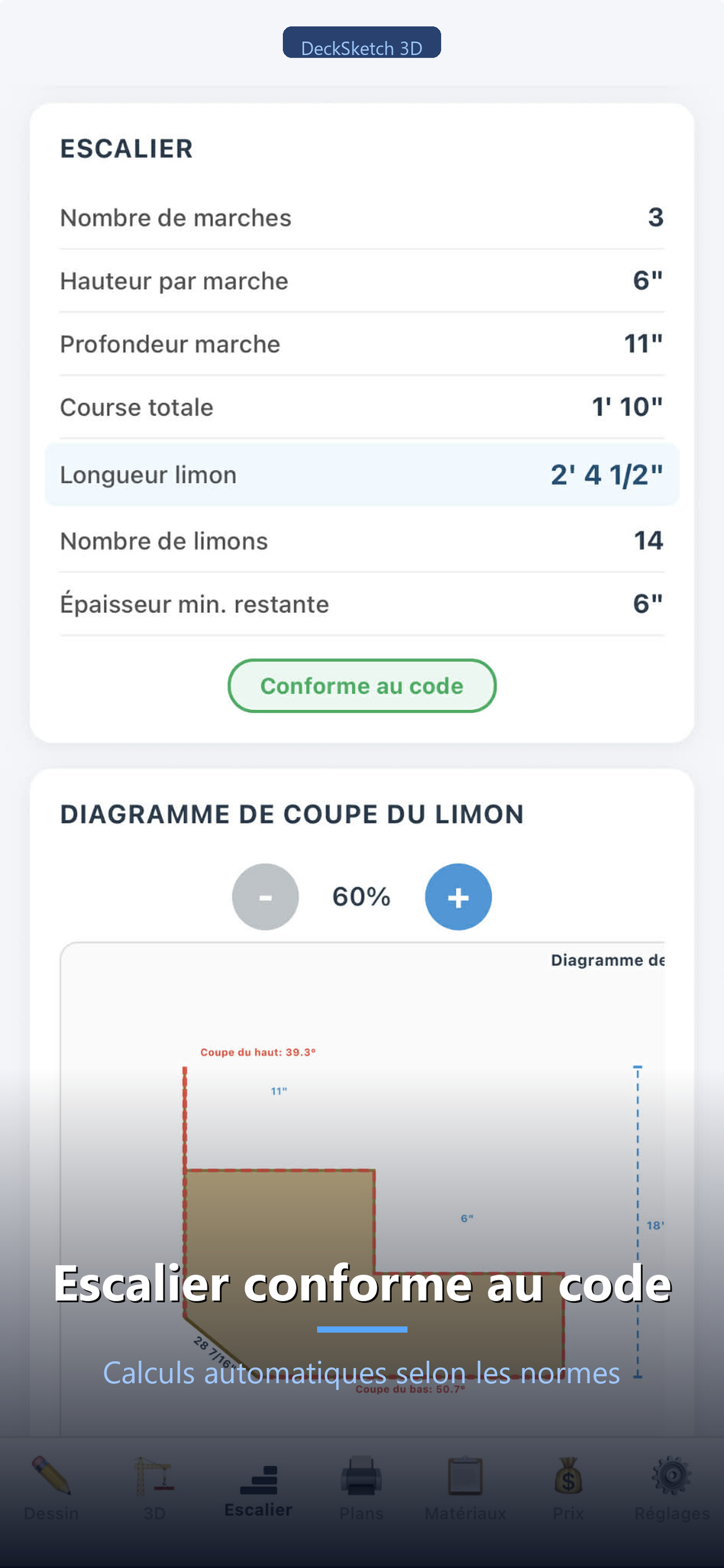 DeckSketch 3D - Calculateur d’escalier