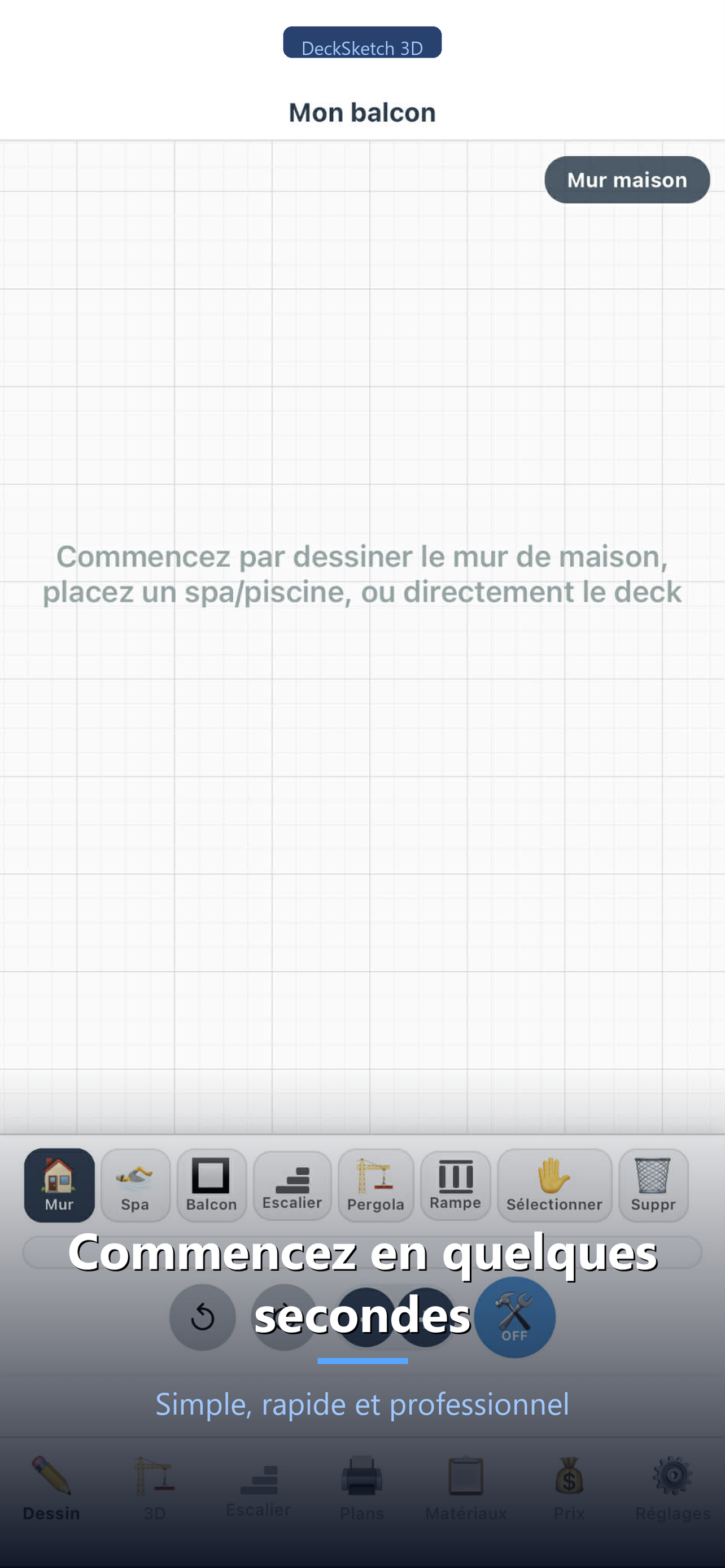 DeckSketch 3D - Écran d’accueil