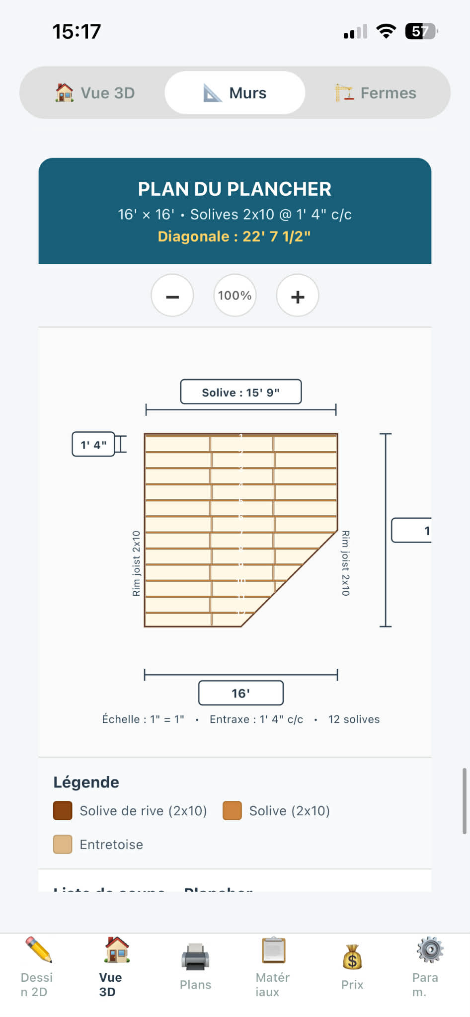 Plan du plancher