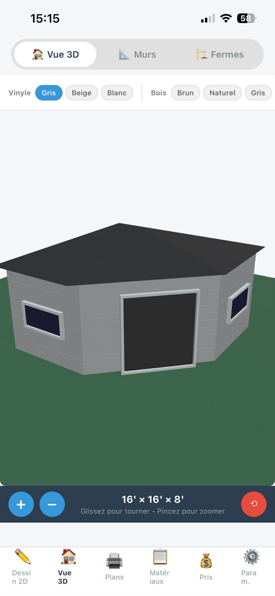 Vue 3D du cabanon